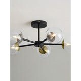 MADE.COM Black Antique Brass Globe 5 Light Flush Ceiling
