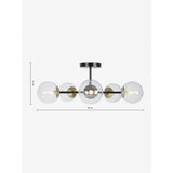 MADE.COM Black Antique Brass Globe 5 Light Flush Ceiling