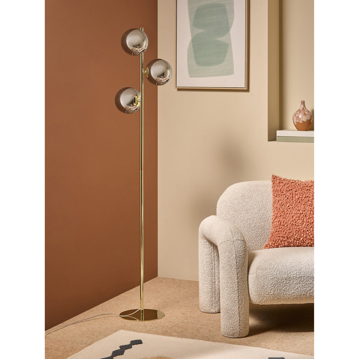 MADE.COM Grey/Brass Globe Floor Light