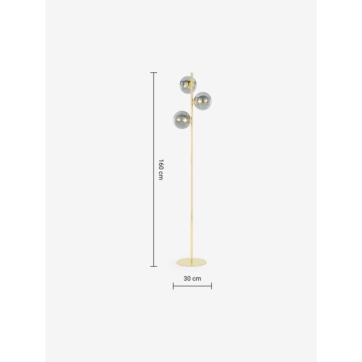 MADE.COM Grey/Brass Globe Floor Light