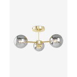 MADE.COM Brass/Smoked Glass Globe 3 Light Flush Ceiling