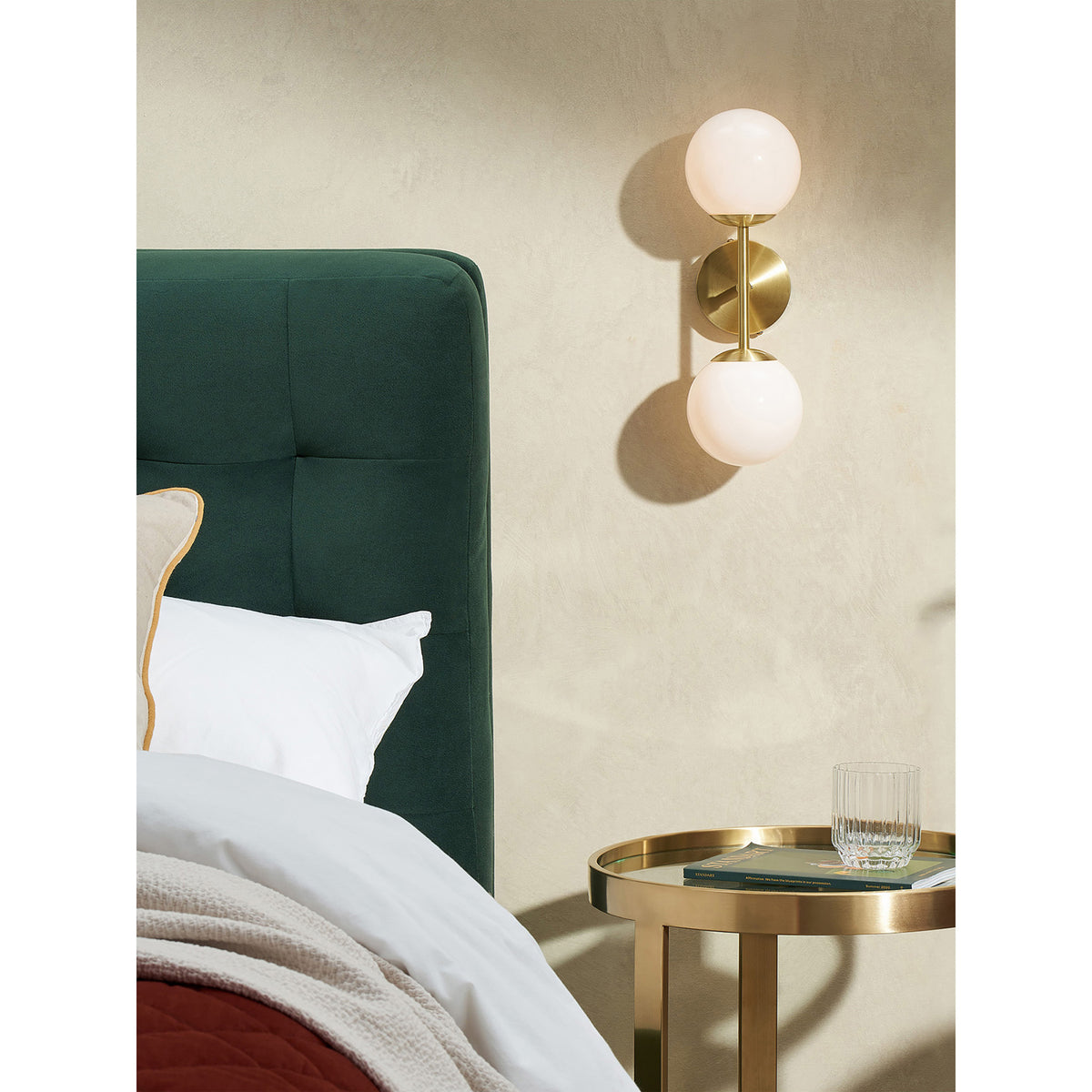 MADE.COM Brass/Opal Globe Wall Light