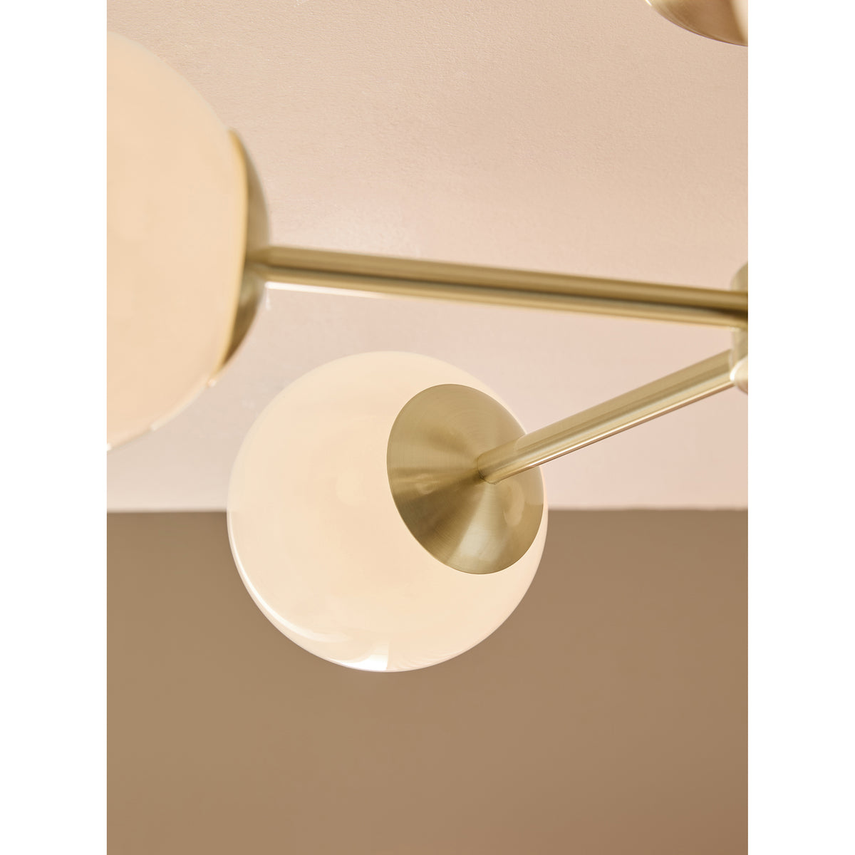 MADE.COM Brass/Opal Globe 5 Light Flush Ceiling