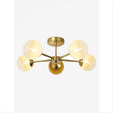 MADE.COM Brass/Green Ombre Globe 5 Light Flush Ceiling