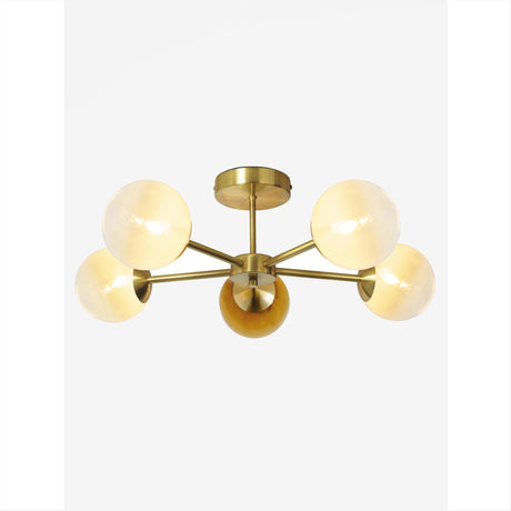 MADE.COM Brass/Green Ombre Globe 5 Light Flush Ceiling
