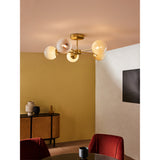 MADE.COM Brass/Green Ombre Globe 5 Light Flush Ceiling
