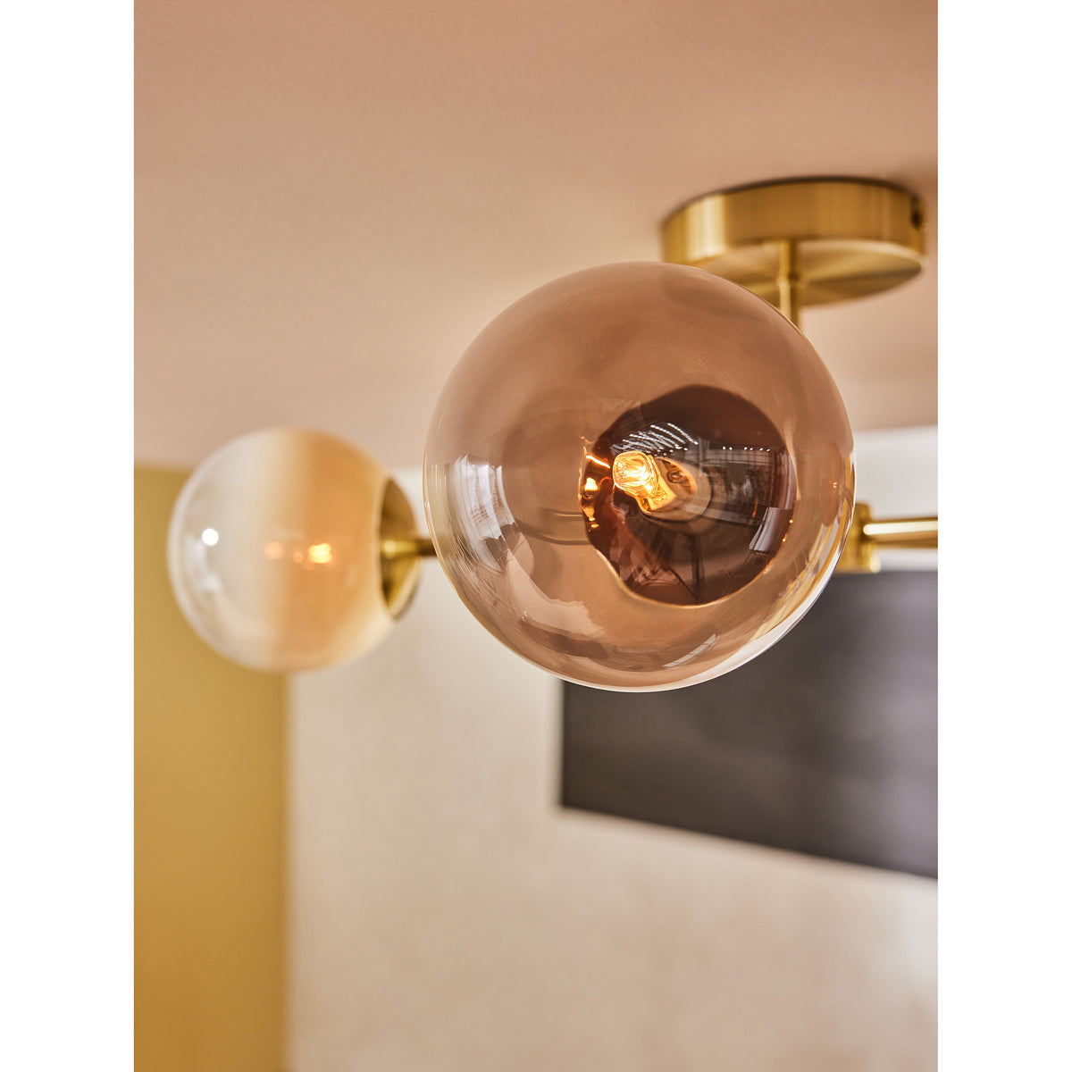 MADE.COM Brass/Green Ombre Globe 5 Light Flush Ceiling