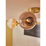 MADE.COM Brass/Green Ombre Globe 5 Light Flush Ceiling
