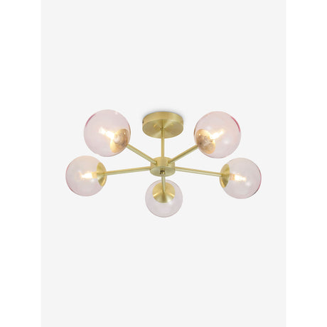 MADE.COM Pink Globe 5 Light Flush Ceiling
