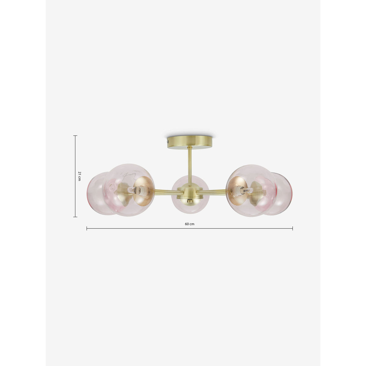 MADE.COM Pink Globe 5 Light Flush Ceiling
