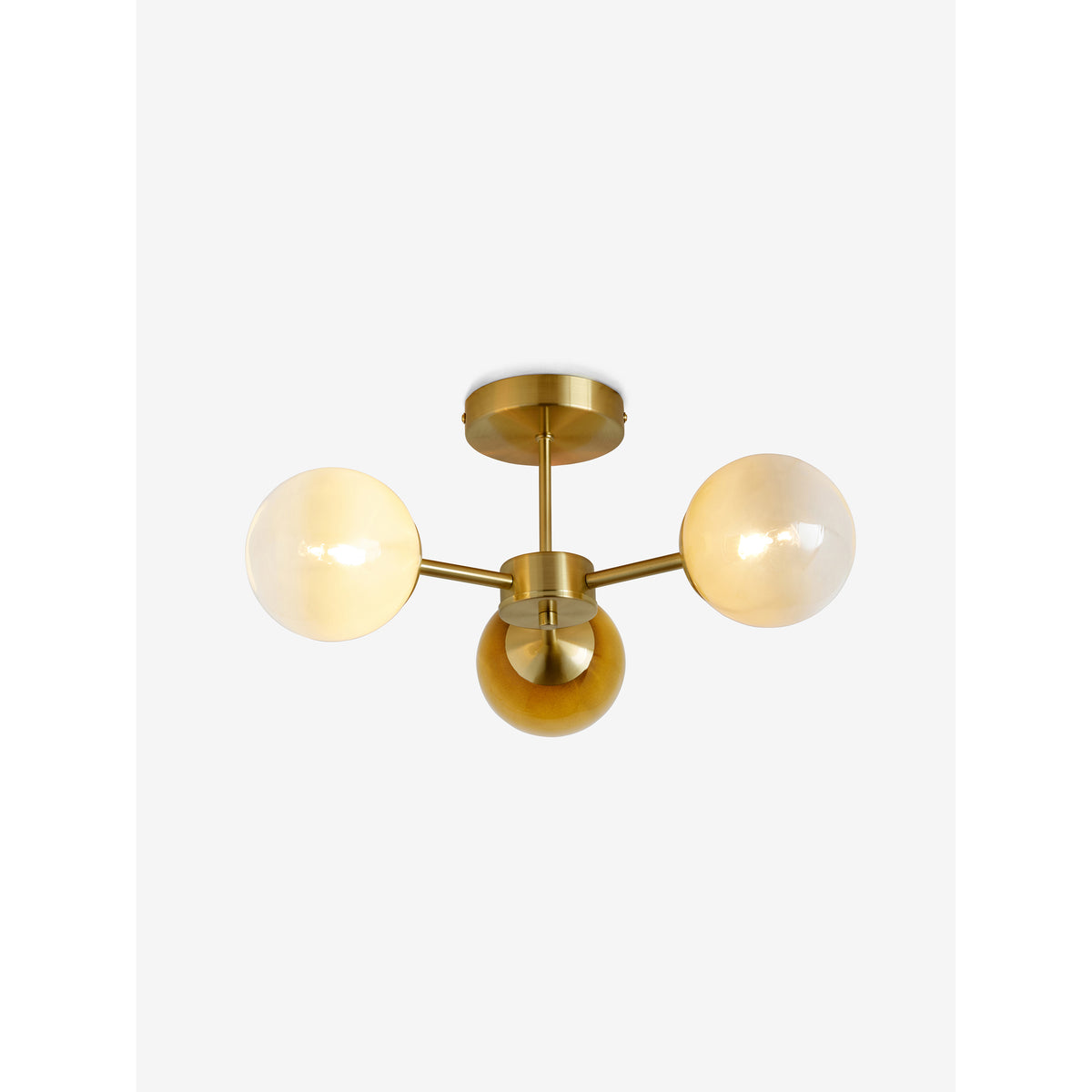 MADE.COM Brass/Green Ombre Globe 3 Light Flush Ceiling