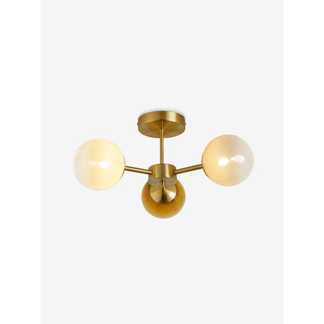 MADE.COM Brass/Green Ombre Globe 3 Light Flush Ceiling