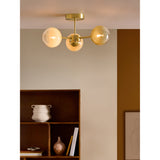 MADE.COM Brass/Green Ombre Globe 3 Light Flush Ceiling