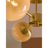 MADE.COM Brass/Green Ombre Globe 3 Light Flush Ceiling