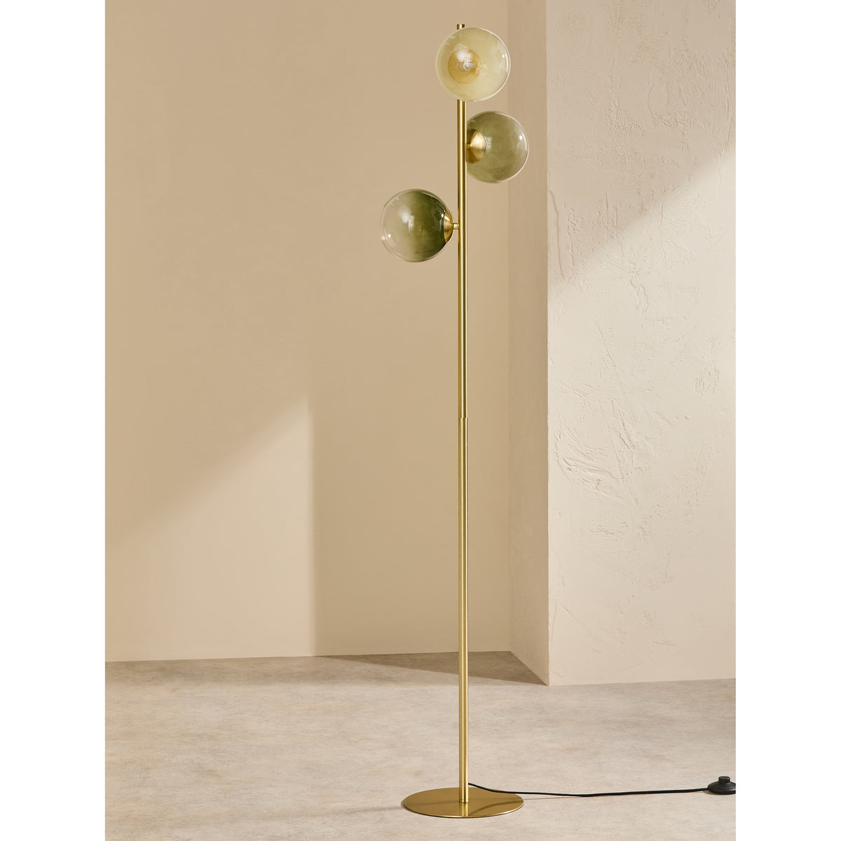 MADE.COM Brass/Green Ombre Globe Floor Lamp