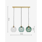 MADE.COM Blue Ilaria 3 Light Linear Pendant Bar Ceiling Light