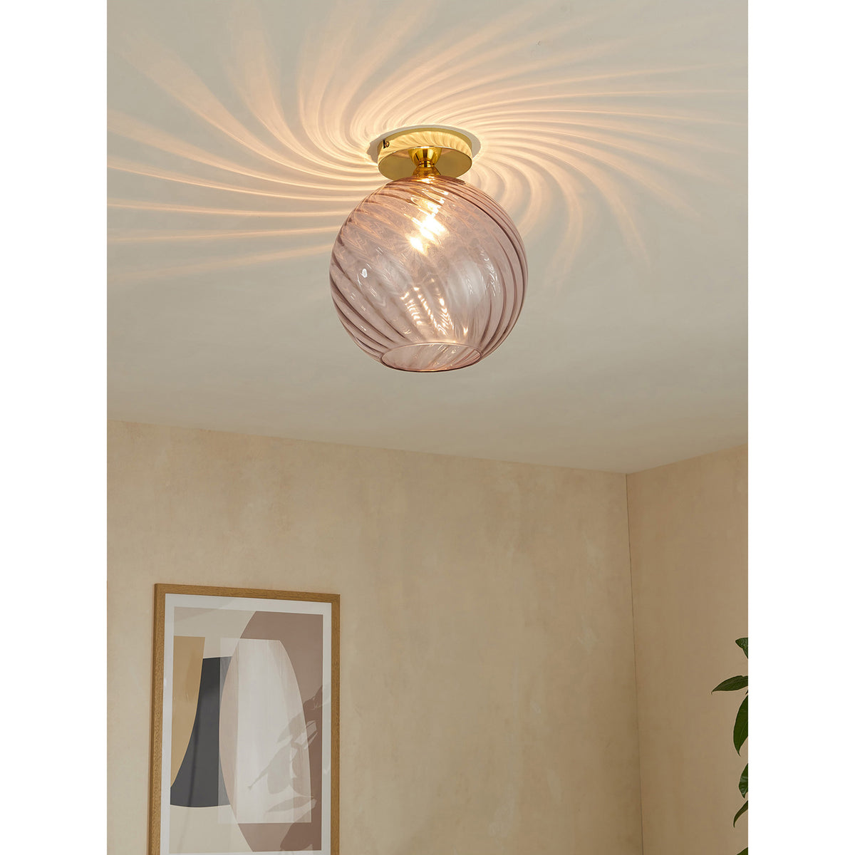 MADE.COM Pink Ilaria Flush Ceiling Light