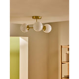 MADE.COM Brass/Opal Globe 3 Light Flush Ceiling