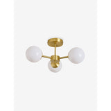 MADE.COM Brass/Opal Globe 3 Light Flush Ceiling