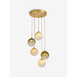 MADE.COM Brass/Green Ombre Globe 5 Light Ceiling