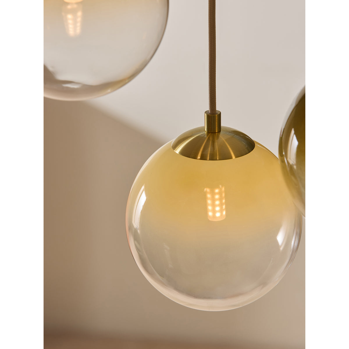 MADE.COM Brass/Green Ombre Globe 5 Light Ceiling