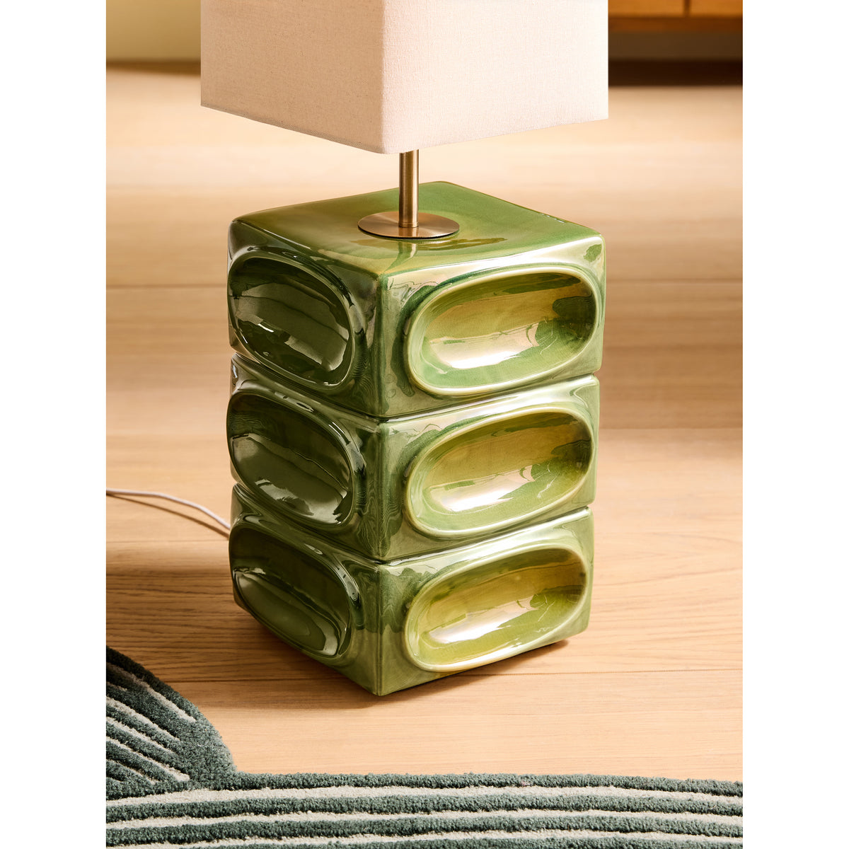 MADE.COM Green/Ecru Nell Ceramic Floor Light