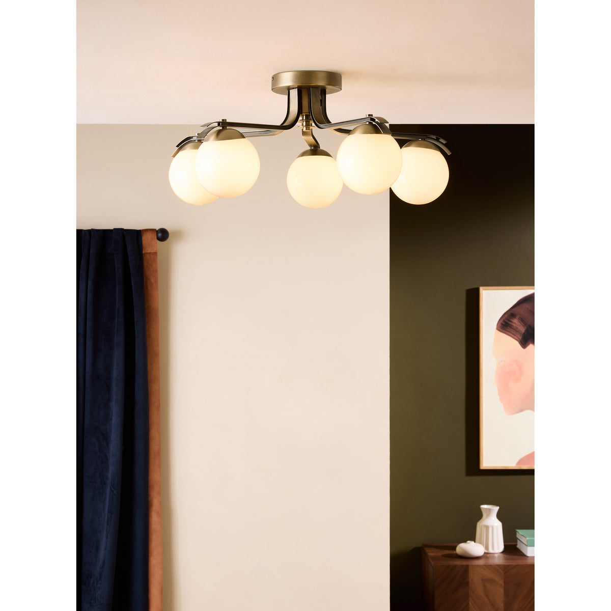 MADE.COM Brass Palla 5 Light Flush Fitting Ceiling Light