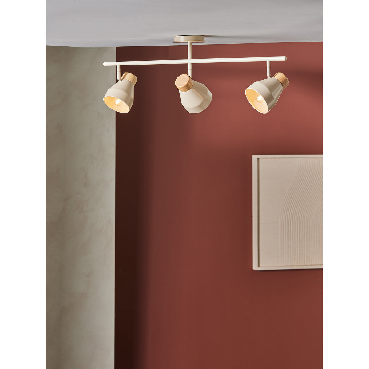 MADE.COM Cream Albert 3 Light Linear Pendant Bar Ceiling Light