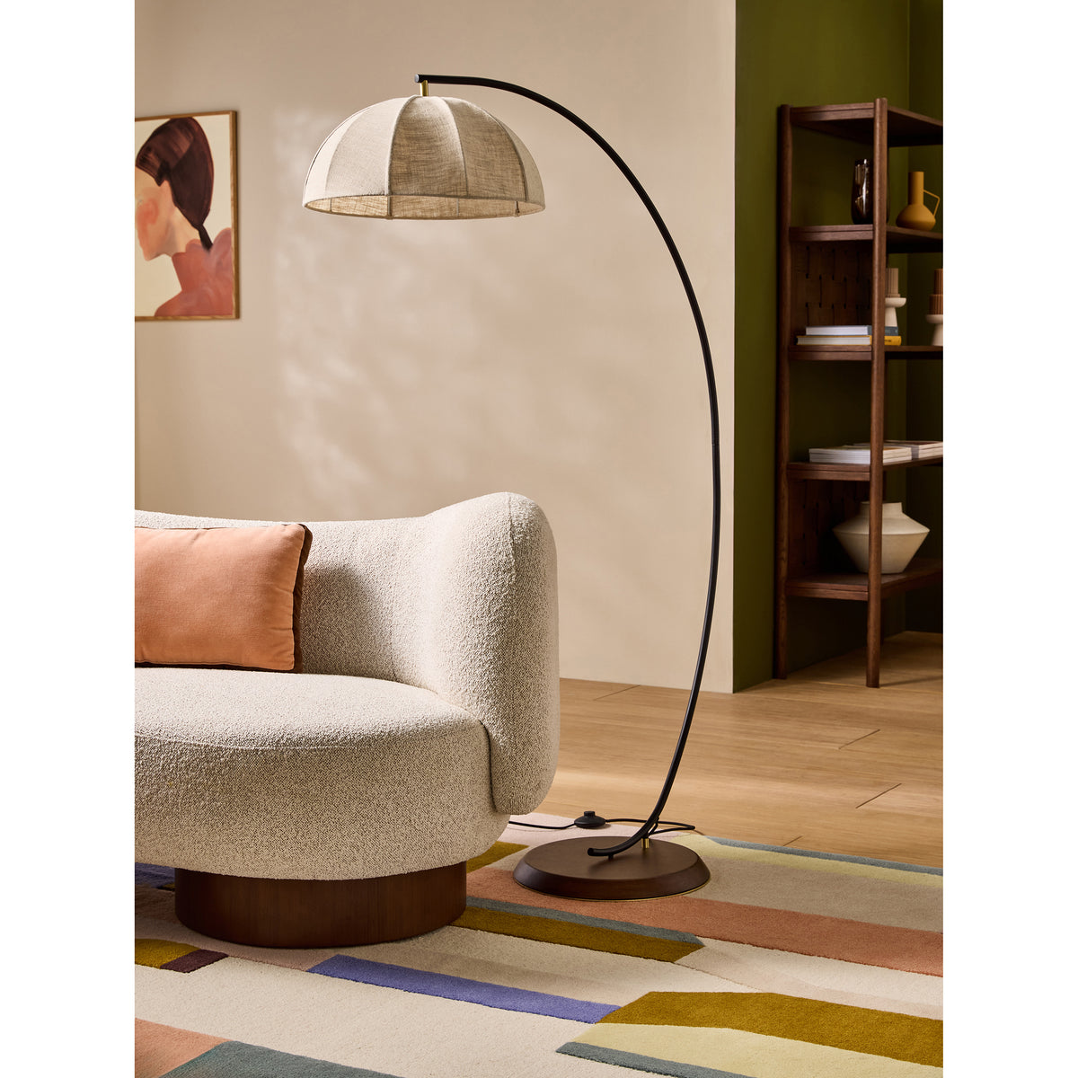 MADE.COM Black/Cream Benny Floor Lamp