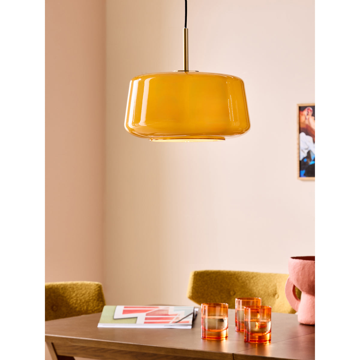 MADE.COM Amber Orange Camilo Pendant Light