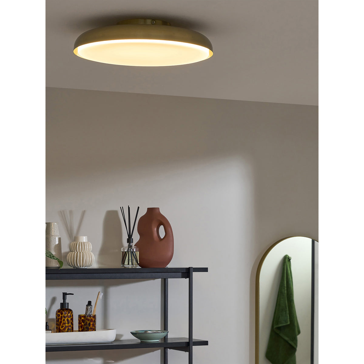 MADE.COM Brass Nura Flush Bathroom Ceiling Light