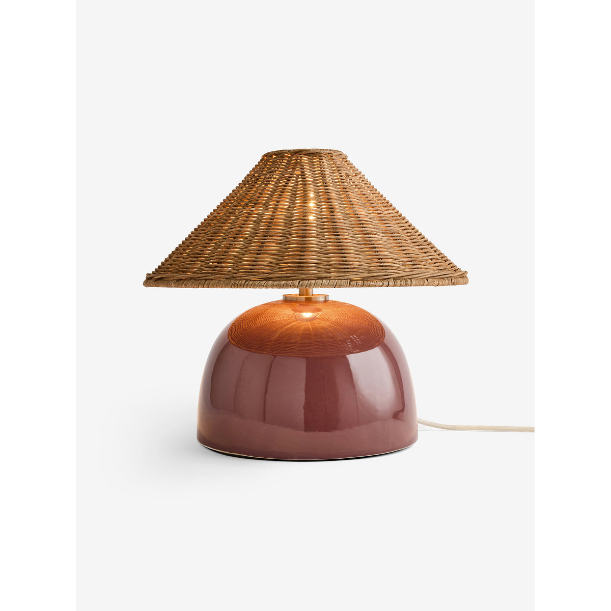 MADE.COM Burgundy Red/ Rattan Nora Table Lamp