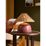MADE.COM Burgundy Red/ Rattan Nora Table Lamp