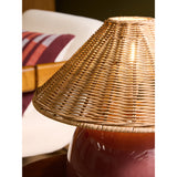 MADE.COM Burgundy Red/ Rattan Nora Table Lamp