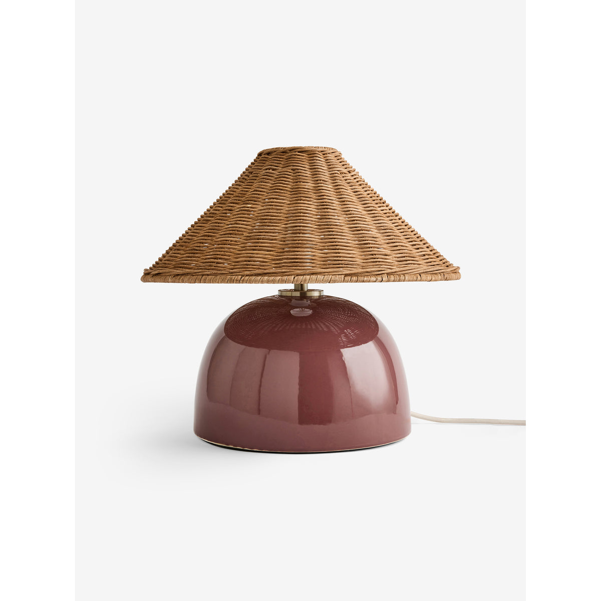 MADE.COM Burgundy Red/ Rattan Nora Table Lamp