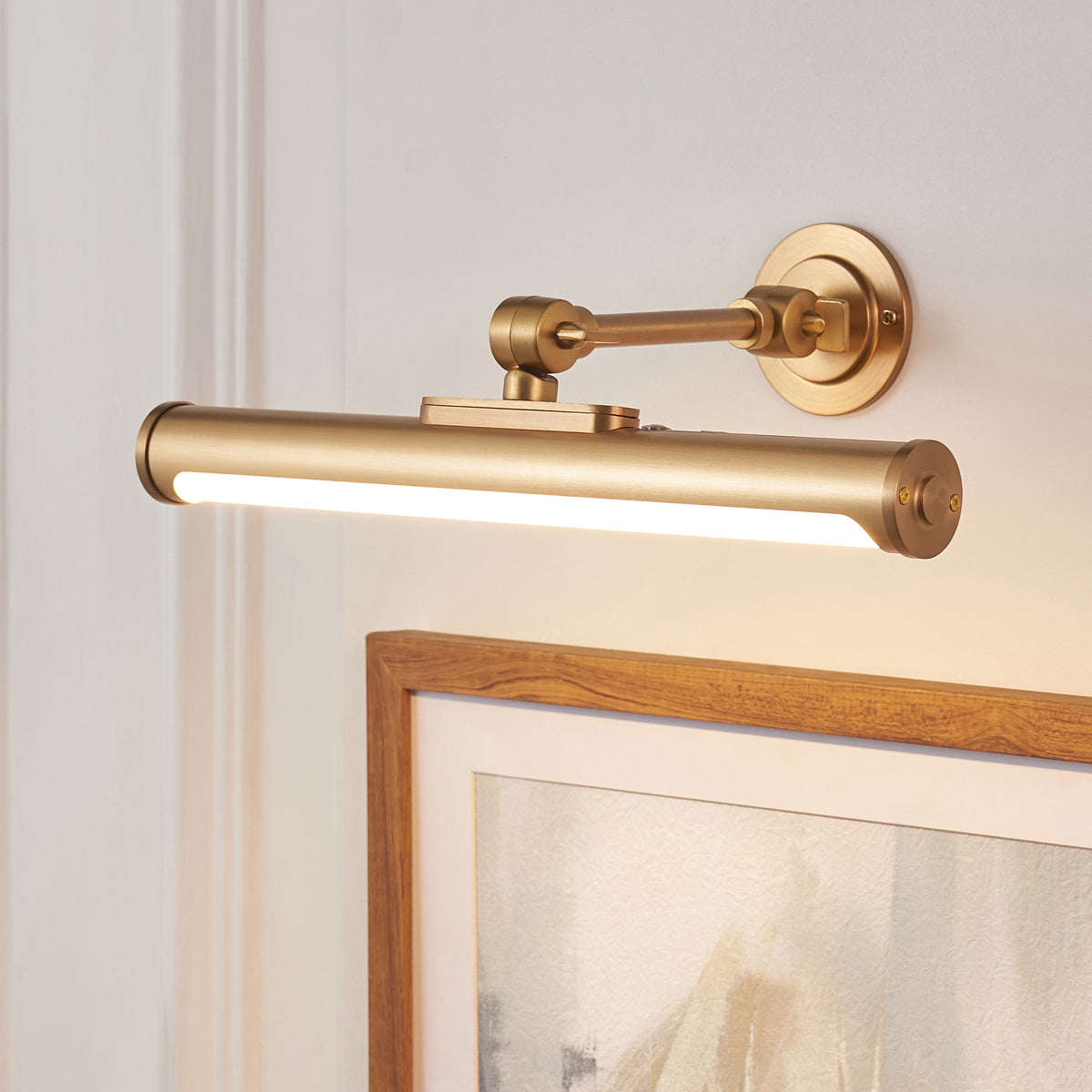 Endon Kas Rechargeable Picture Light Warm brass plate & frosted pc