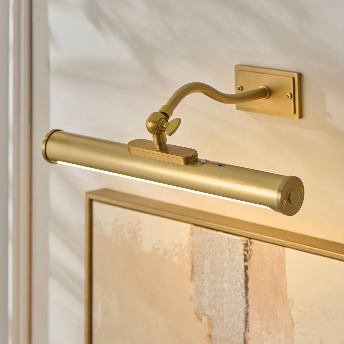 Endon Maris Rechargeable Picture Light Warm brass plate & frosted pc