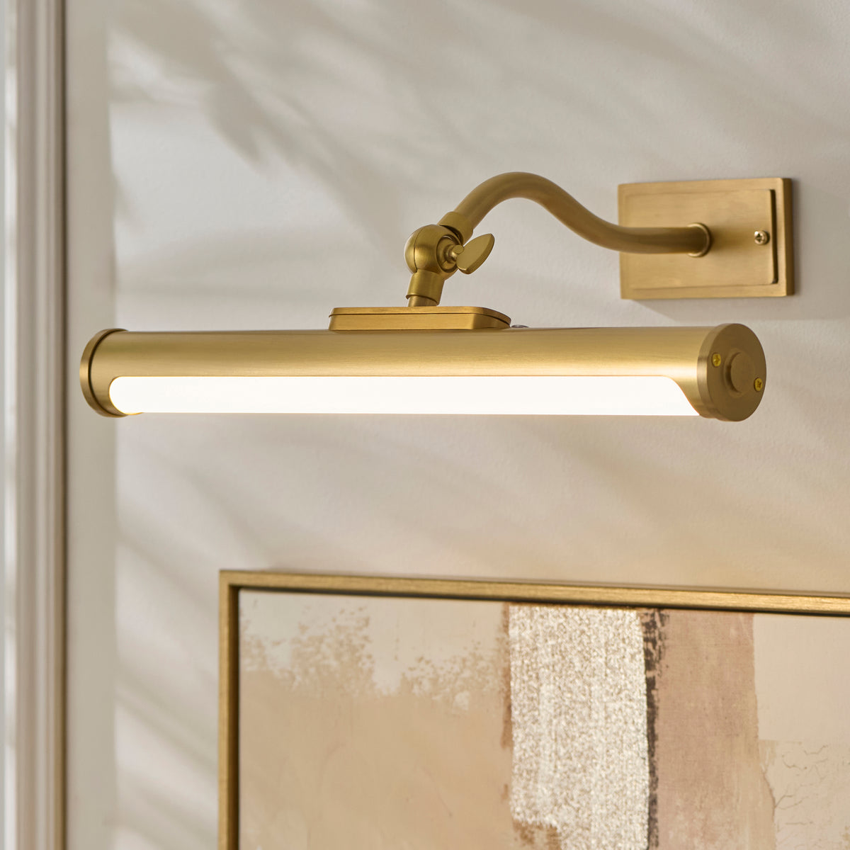 Endon Maris Rechargeable Picture Light Warm brass plate & frosted pc