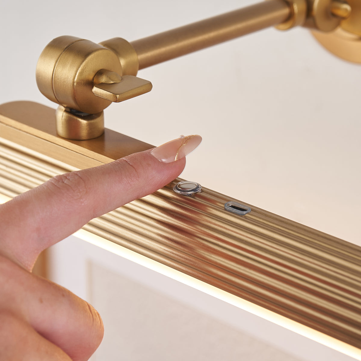 Endon Cirali Rechargeable Picture Light Warm brass plate & frosted pc