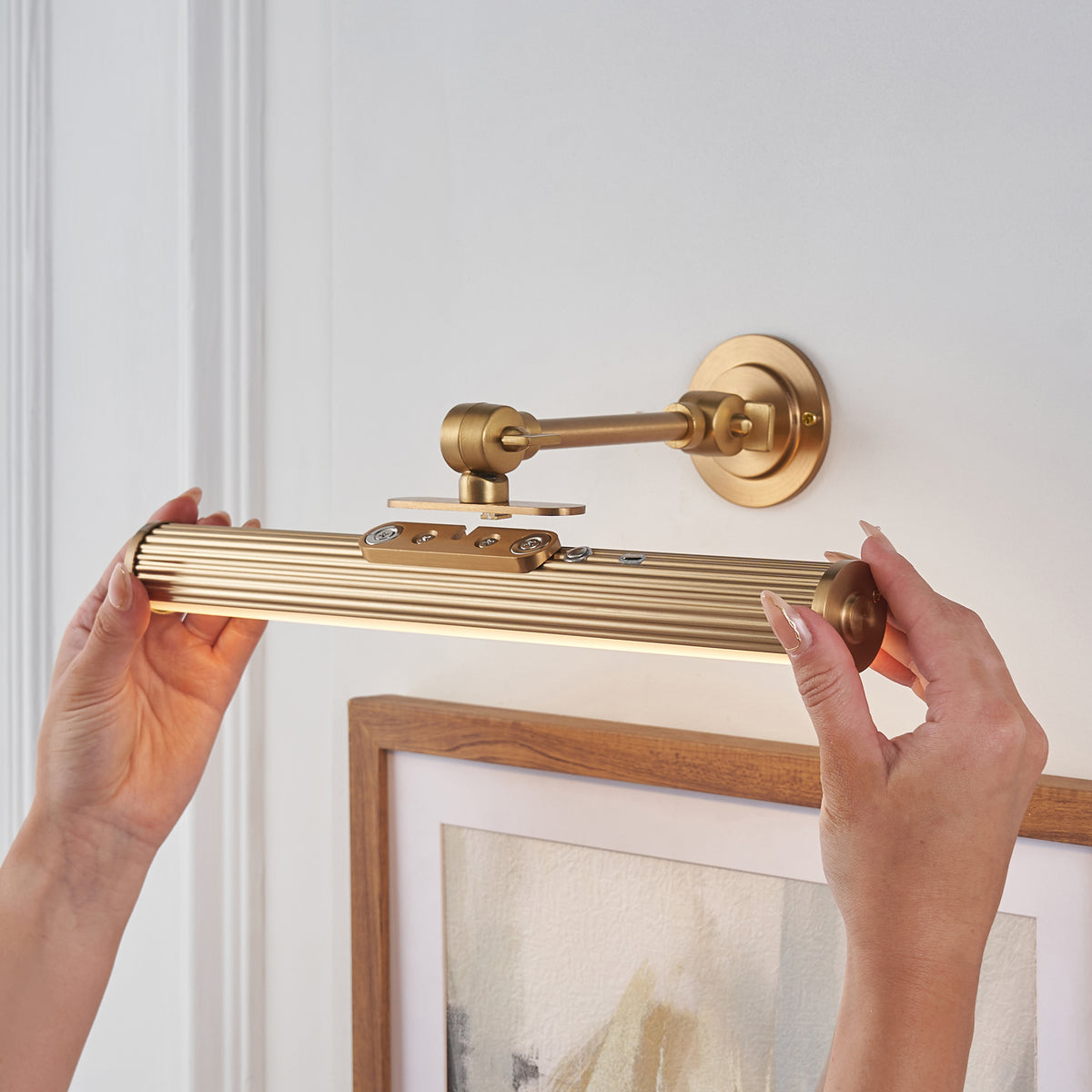 Endon Cirali Rechargeable Picture Light Warm brass plate & frosted pc