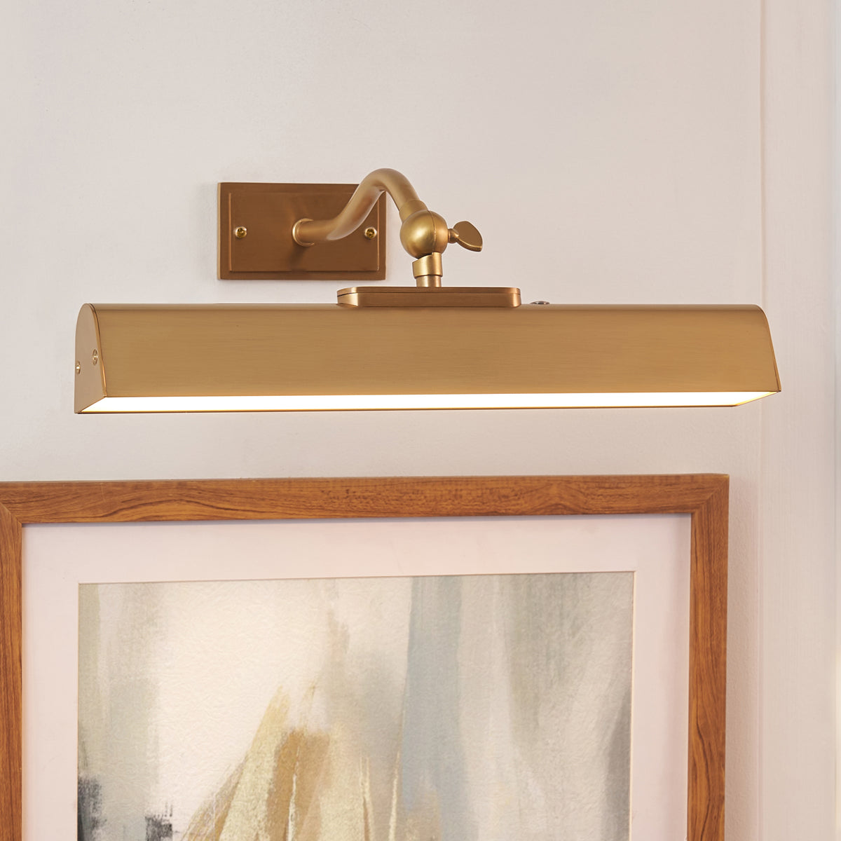 Endon Lasos Rechargeable Picture Light Warm brass plate & frosted pc