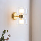 Endon Rossano 2lt Wall Warm brass plate & clear/frosted glass