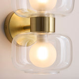 Endon Rossano 2lt Wall Warm brass plate & clear/frosted glass
