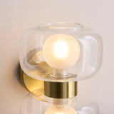 Endon Rossano 2lt Wall Warm brass plate & clear/frosted glass