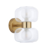 Endon Rossano 2lt Wall Warm brass plate & clear/frosted glass