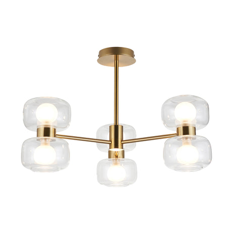 Endon Rossano 6lt Semi Flush Warm brass plate & clear/frosted glass