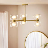 Endon Rossano 6lt Semi Flush Warm brass plate & clear/frosted glass
