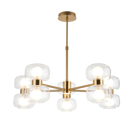 Endon Rossano 10Lt Pendant Warm brass plate & clear/frosted glass