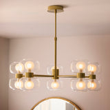 Endon Rossano 10Lt Pendant Warm brass plate & clear/frosted glass