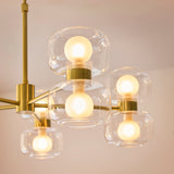 Endon Rossano 10Lt Pendant Warm brass plate & clear/frosted glass